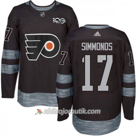 Män Ishockey Philadelphia Flyers Tröja Wayne Simmonds 17 1917-2017 100th Anniversary Adidas Svart Authentic